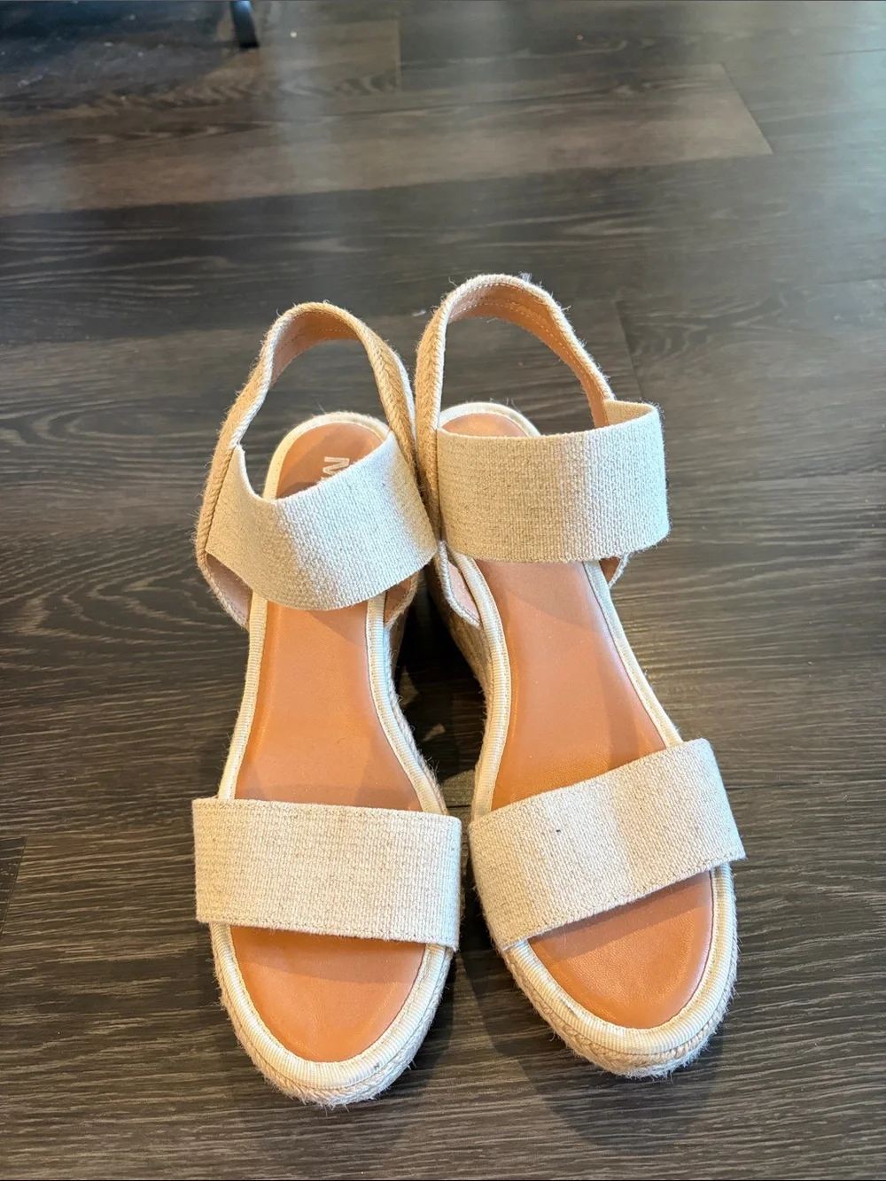 MIA Beige Elastic Strap Platform Sandals